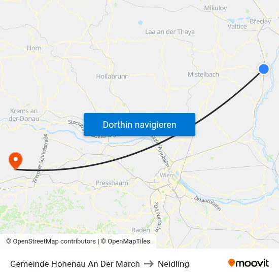 Gemeinde Hohenau An Der March to Neidling map