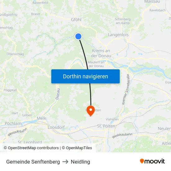 Gemeinde Senftenberg to Neidling map