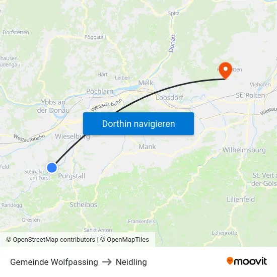 Gemeinde Wolfpassing to Neidling map