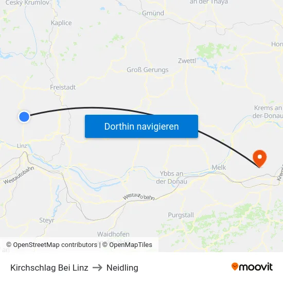 Kirchschlag Bei Linz to Neidling map