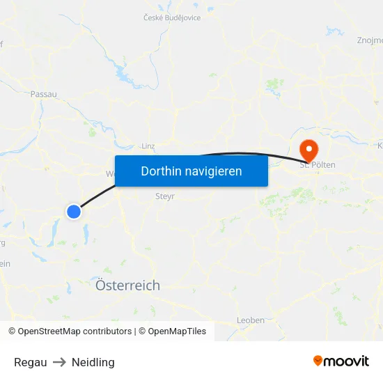 Regau to Neidling map