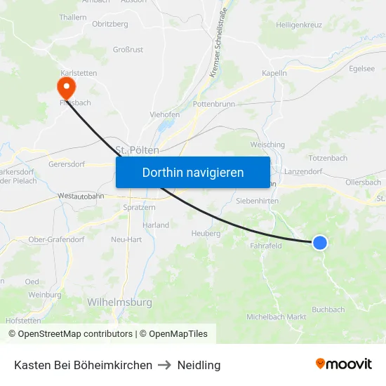 Kasten Bei Böheimkirchen to Neidling map
