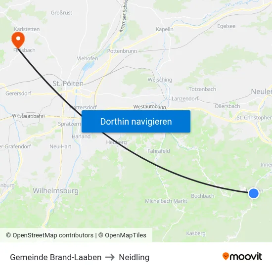 Gemeinde Brand-Laaben to Neidling map