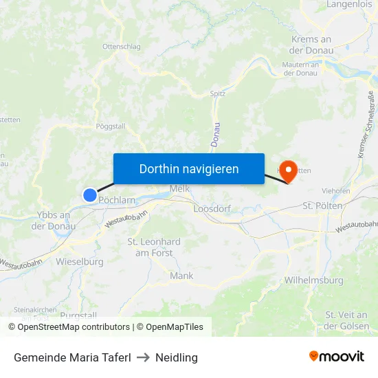 Gemeinde Maria Taferl to Neidling map