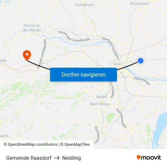 Gemeinde Raasdorf to Neidling map