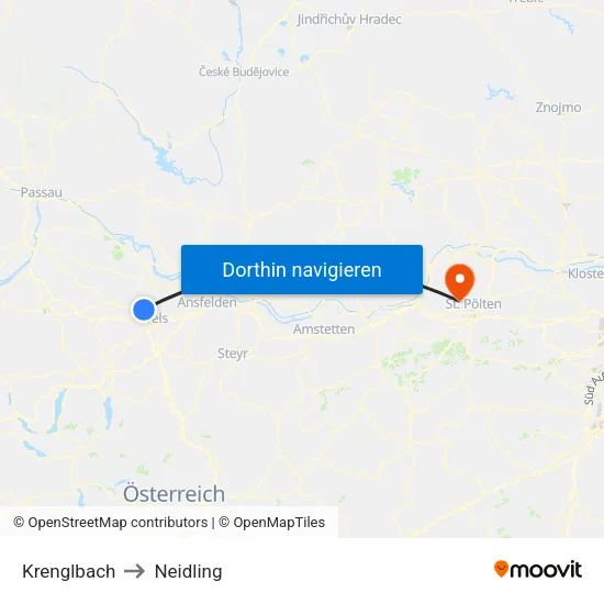 Krenglbach to Neidling map