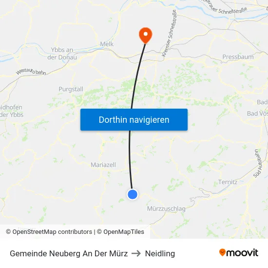 Gemeinde Neuberg An Der Mürz to Neidling map