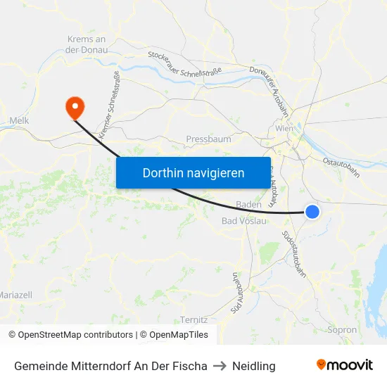 Gemeinde Mitterndorf An Der Fischa to Neidling map
