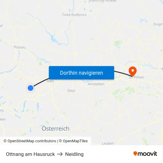 Ottnang am Hausruck to Neidling map