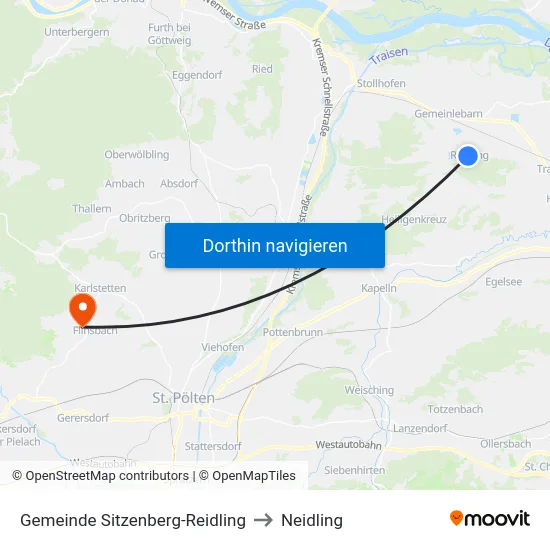 Gemeinde Sitzenberg-Reidling to Neidling map