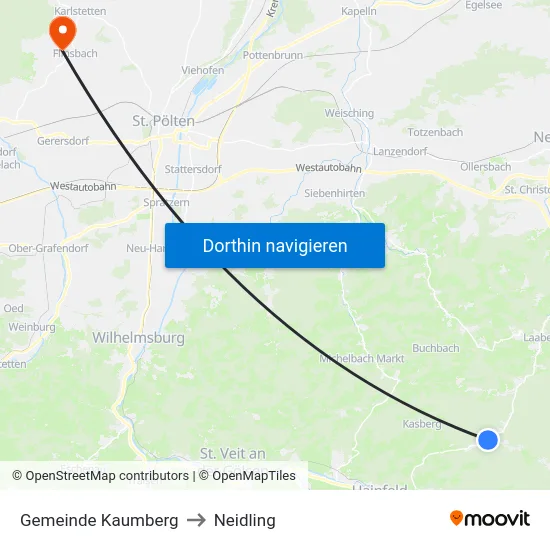 Gemeinde Kaumberg to Neidling map