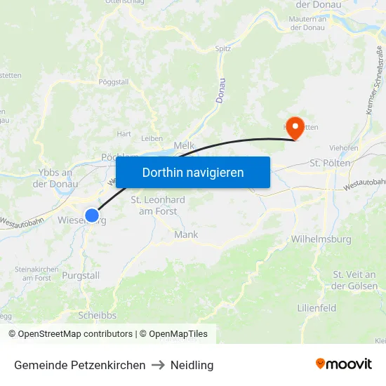 Gemeinde Petzenkirchen to Neidling map