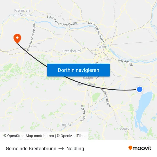 Gemeinde Breitenbrunn to Neidling map