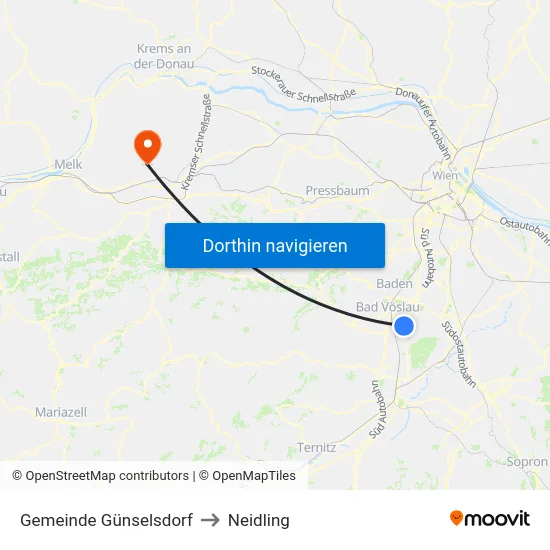Gemeinde Günselsdorf to Neidling map