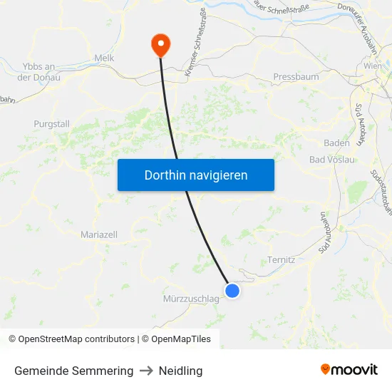 Gemeinde Semmering to Neidling map