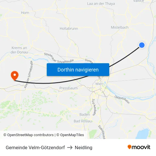Gemeinde Velm-Götzendorf to Neidling map