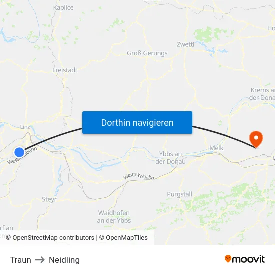 Traun to Neidling map