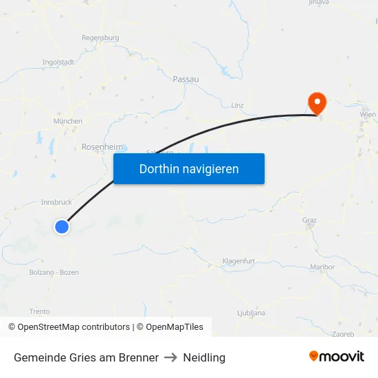 Gemeinde Gries am Brenner to Neidling map