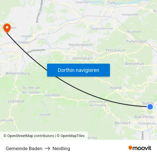 Gemeinde Baden to Neidling map