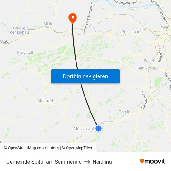 Gemeinde Spital am Semmering to Neidling map