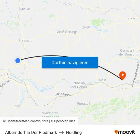 Alberndorf In Der Riedmark to Neidling map