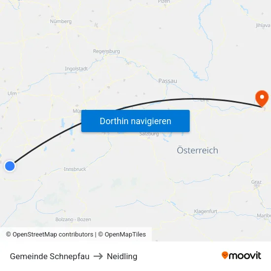 Gemeinde Schnepfau to Neidling map