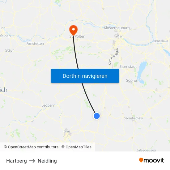 Hartberg to Neidling map