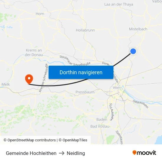 Gemeinde Hochleithen to Neidling map