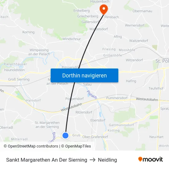 Sankt Margarethen An Der Sierning to Neidling map