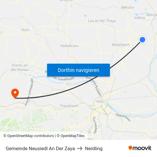Gemeinde Neusiedl An Der Zaya to Neidling map