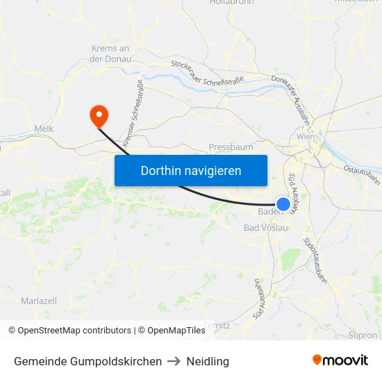 Gemeinde Gumpoldskirchen to Neidling map