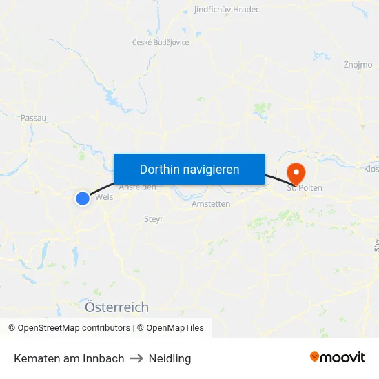 Kematen am Innbach to Neidling map