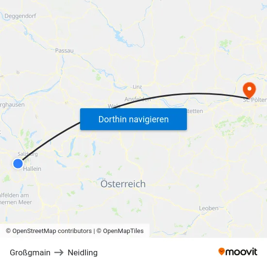 Großgmain to Neidling map