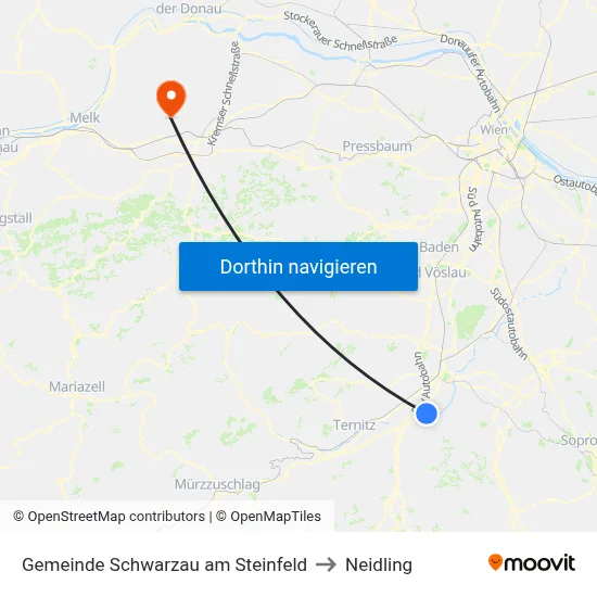 Gemeinde Schwarzau am Steinfeld to Neidling map