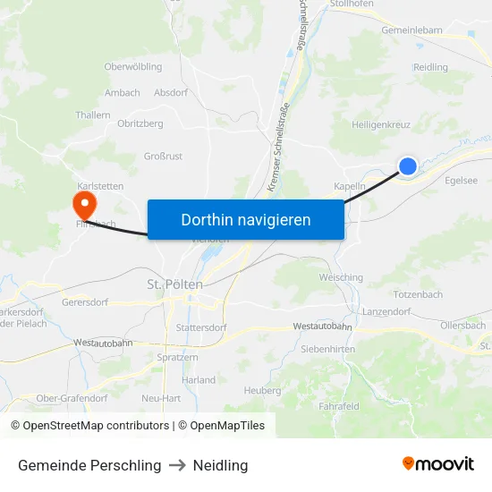 Gemeinde Perschling to Neidling map