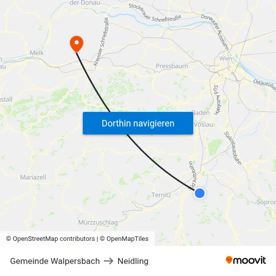 Gemeinde Walpersbach to Neidling map