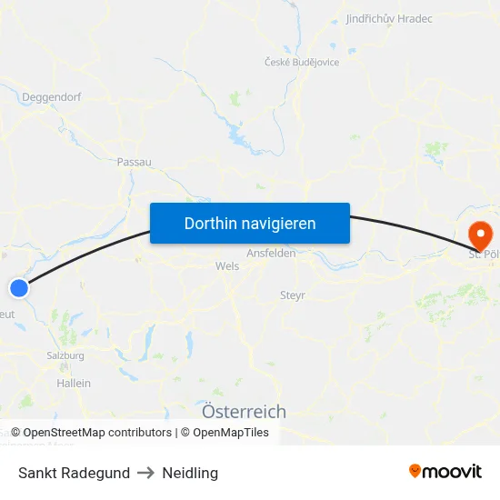Sankt Radegund to Neidling map