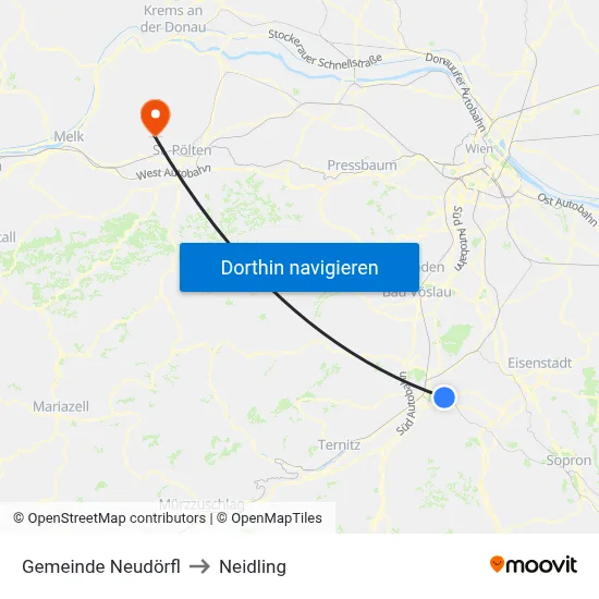 Gemeinde Neudörfl to Neidling map
