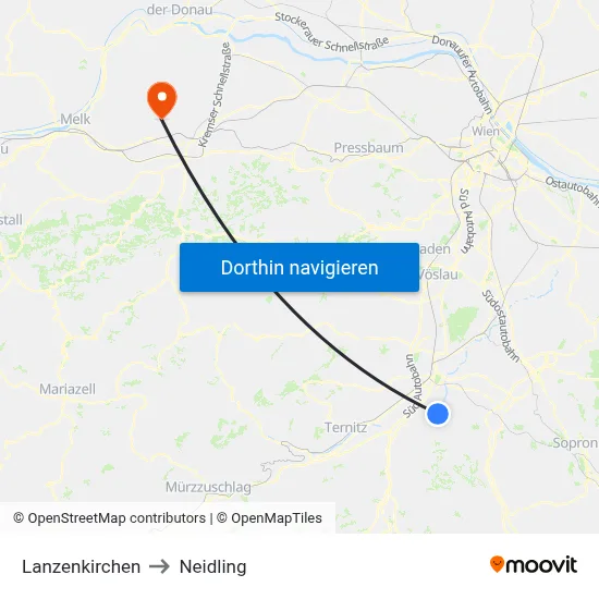 Lanzenkirchen to Neidling map