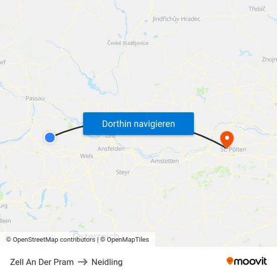 Zell An Der Pram to Neidling map