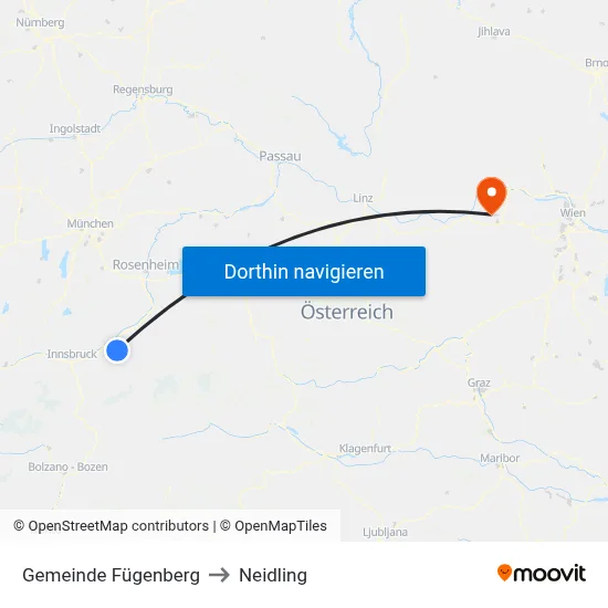 Gemeinde Fügenberg to Neidling map