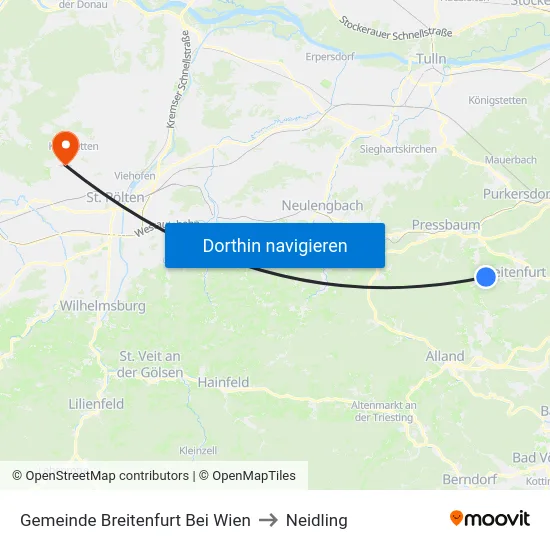 Gemeinde Breitenfurt Bei Wien to Neidling map