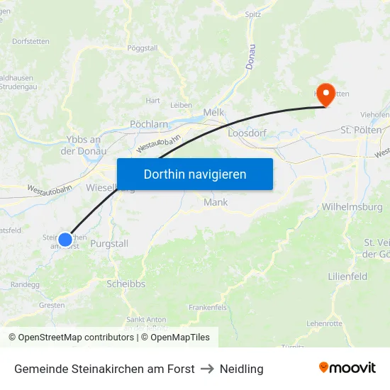 Gemeinde Steinakirchen am Forst to Neidling map