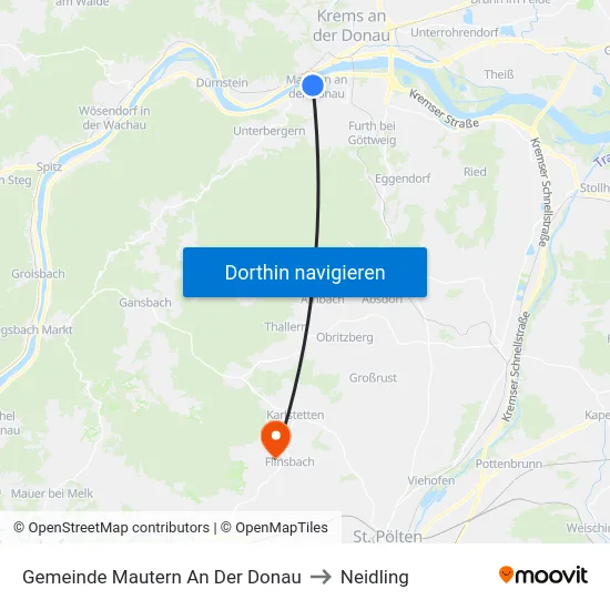 Gemeinde Mautern An Der Donau to Neidling map