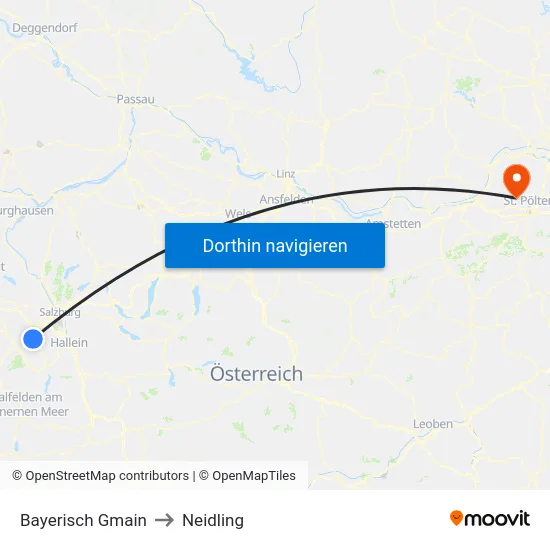 Bayerisch Gmain to Neidling map