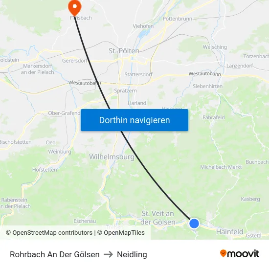 Rohrbach An Der Gölsen to Neidling map