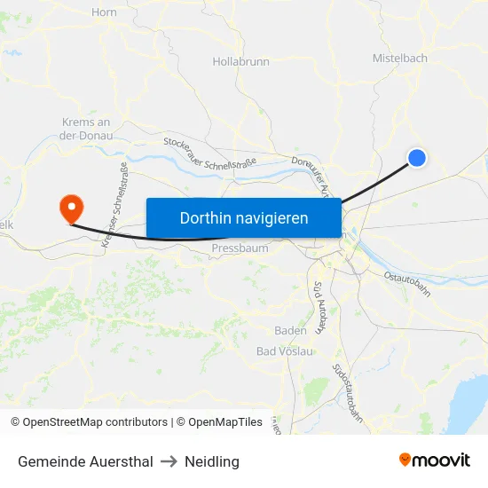 Gemeinde Auersthal to Neidling map
