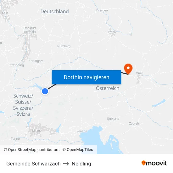 Gemeinde Schwarzach to Neidling map