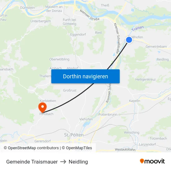 Gemeinde Traismauer to Neidling map