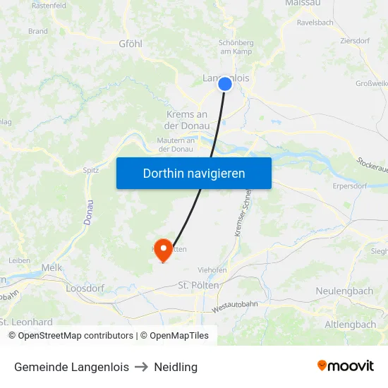 Gemeinde Langenlois to Neidling map